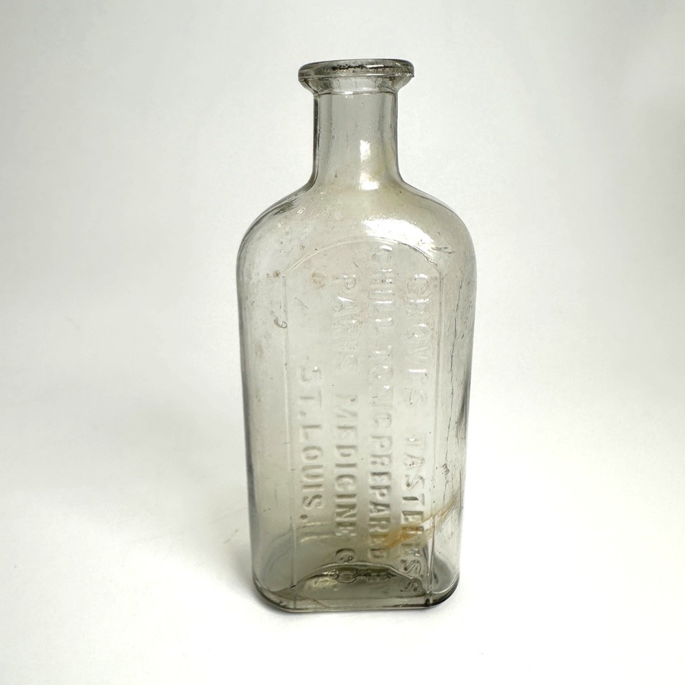 Paris Medicine Co Groves Tasteless Chill Tonic Bottle 6in Antique Apothecary